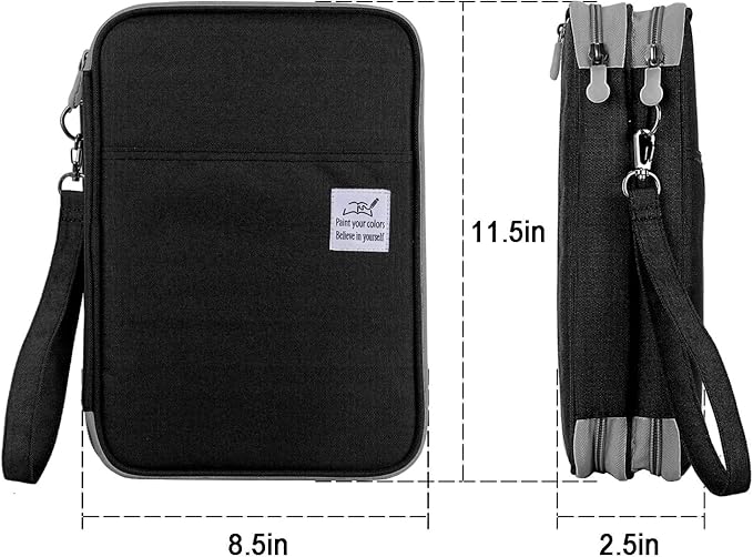 YOUSHARES 192 Slots Colored Pencil Case, Large Capacity Pencil Holder Pen Organizer Bag with Zipper for Prismacolor Watercolor Coloring Pencils, Gel Pens & Markers for Student & Artist (Black)