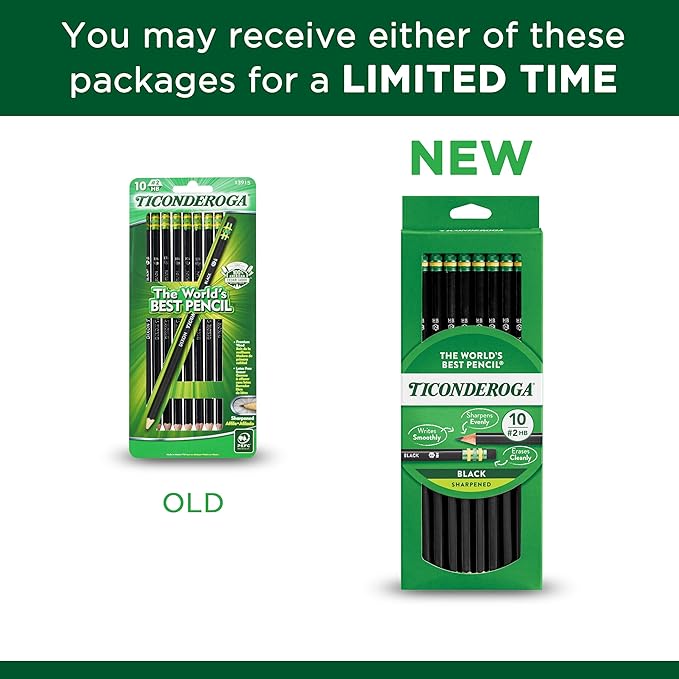 Dixon Ticonderoga Wood-Cased #2 Pencils, Pre-Sharpened, Pack of 60, Black (13915) (60)