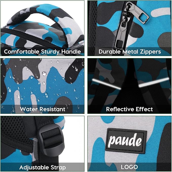 Backpack for Men,College Backpack School Bookbag for Teens,Laptop Bookbag with USB Port and Headphone Hole,Camouflage Blue