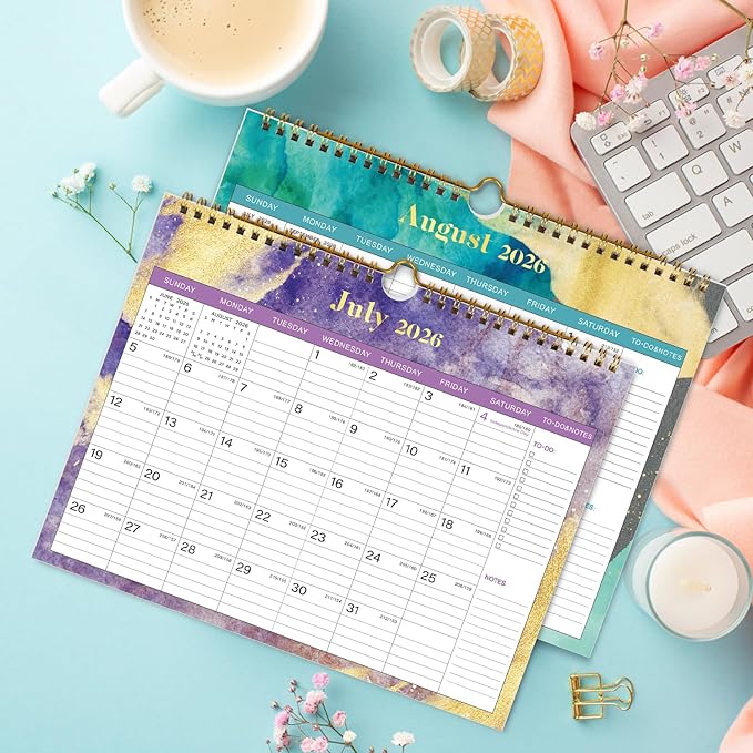2026 Calendar - 12 Monthly Wall Calendar 2026, January 2026 - December 2026,11.5" x 14.8", 2026 Calendar with Twin-Wire Binding, Hanging Hook, Blocks and Julian Dates (Wall Calendar Blue)