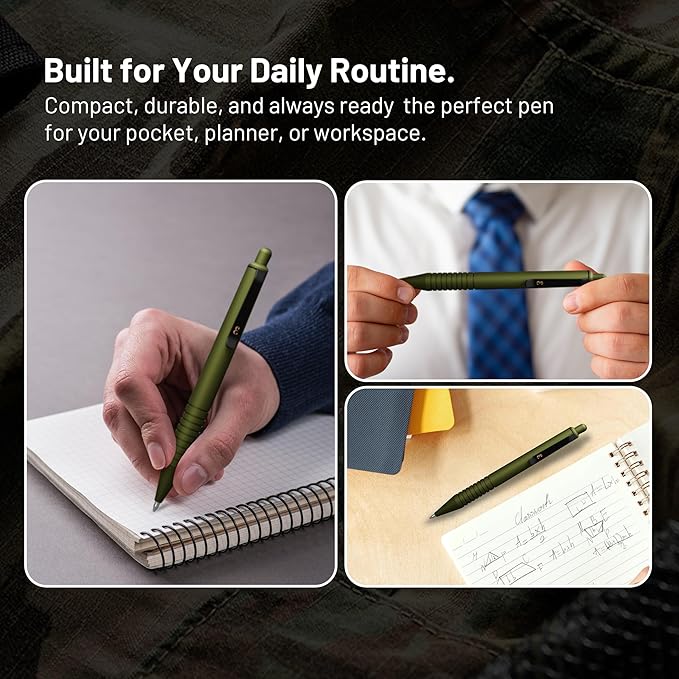 Everyman OD Green Super Matte Mini Click Pen | Compact Refillable 0.7mm Gel Pen with Premium Grip | Pocket-Size Metal EDC Pen for Travel, Office, Journaling & Everyday Writing