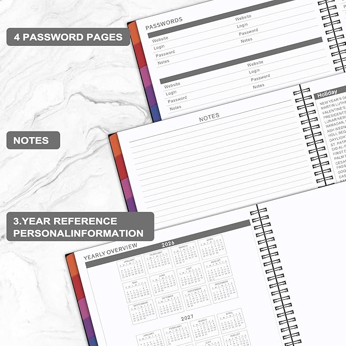Monthly Planner 2026-2027 - Academic Planner 2026-2027, JUL. 2026 - DEC. 2027, Calendar planner with Colorful Tabs, 8.5" x 11", 26-27 Monthly planner/Calendar with Pocket, Thick Paper, Twin-Wire Binding - Black