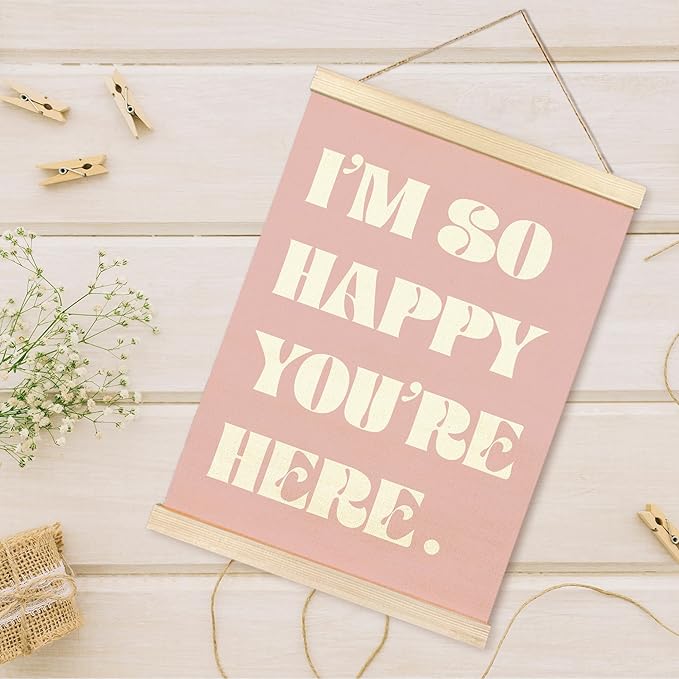 TAEDIN Boho Classroom Wall Art Poster Hanger Frame - Pink Nursery Wall Art with Wood Frames, Inspirational Wall Hanging Decor for Baby Kids Room School Home Bedroom, 12x16 Inches