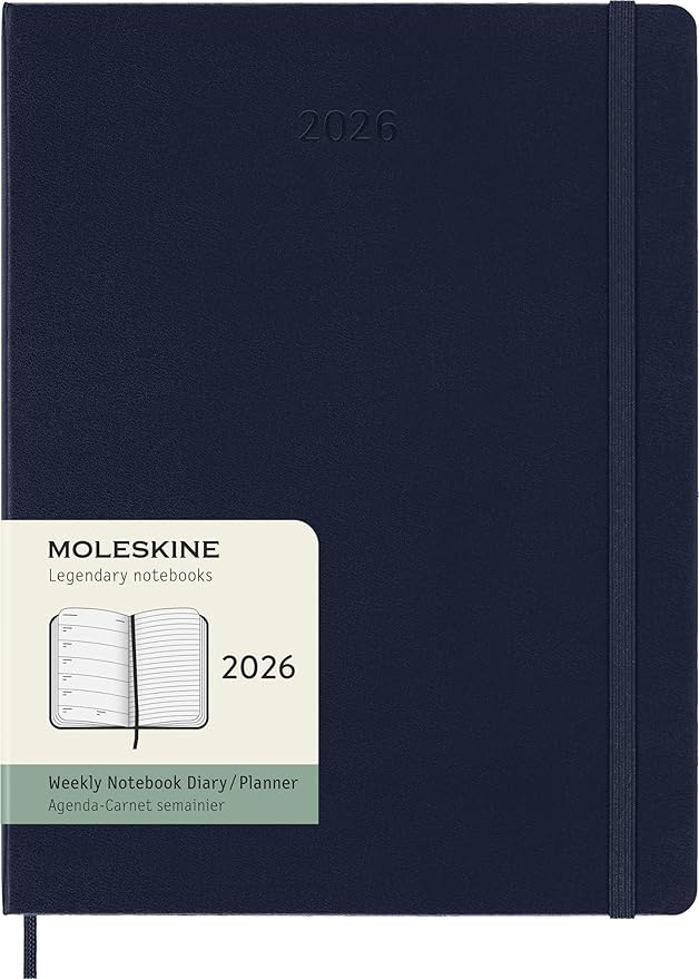 Moleskine Classic 12 Month 2026 Weekly Planner, Hard Cover, XL (7.5" x 9.75"), Sapphire Blue, 144 pages