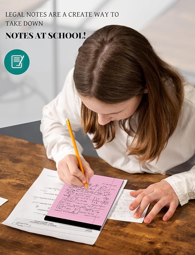 7pcs Small Note Pads 5x8 Legal Pads Pink Notepad 5x8 College Ruled Pink Notebook Paper Narrow Ruled Mini Notepads 5 x 8 Legal Pad Perforated Small Writing Pads 5x7 In 30 Sheets per Note Pad