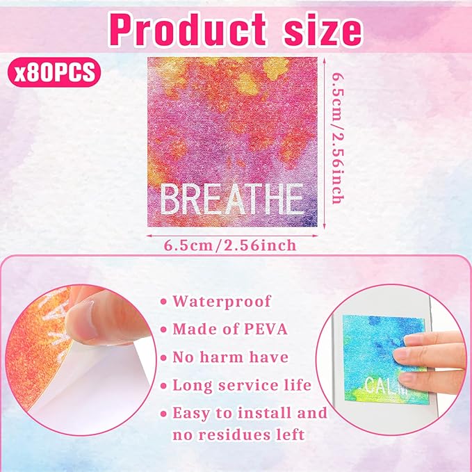 Crtiin 80 Pcs Anxiety Sensory Stickers with Inspirational Quotes Calm Textured Relief Mental Health Stickers Office Adhesive Sensory Tape Anti Stress for Adults(Classic)