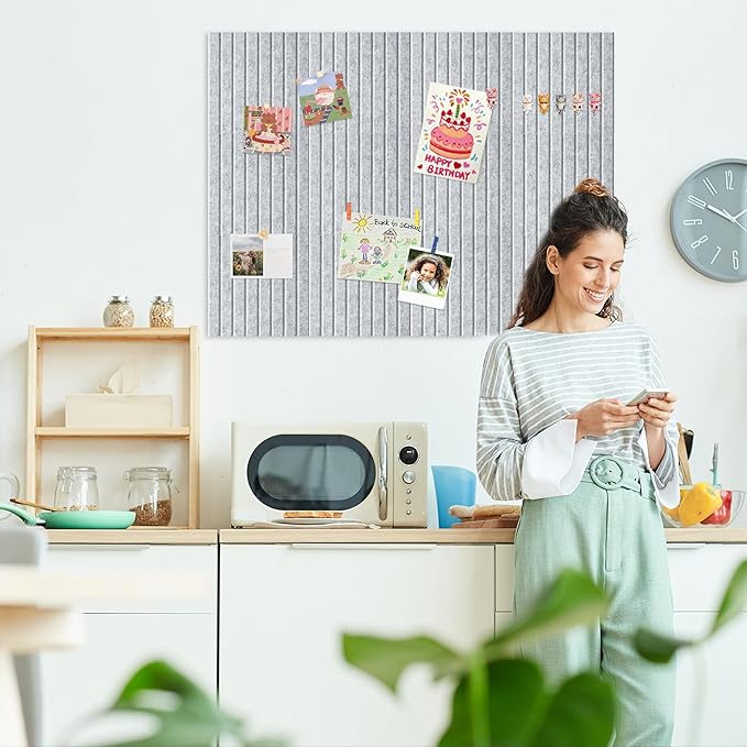 Large Cork Board for Walls, Yunihome 12 Pack 36" x 48" Felt Bulletin Board Wall Tiles for Home Kitchen School Office Wall Decor with Assorted Colors DIY Decorative Push Pins Sets