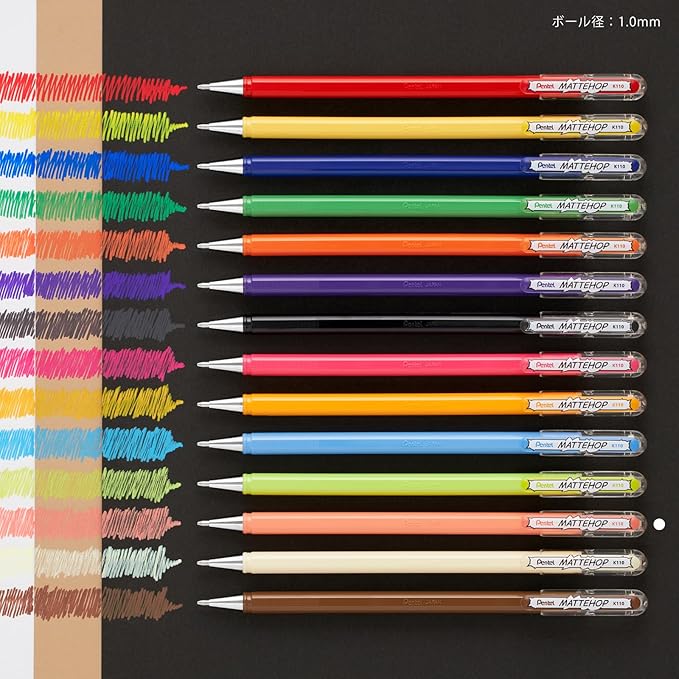 Pentel K110-VP2 Color Ballpoint Pen, Matte Hop, Coral Pink, 10 Count