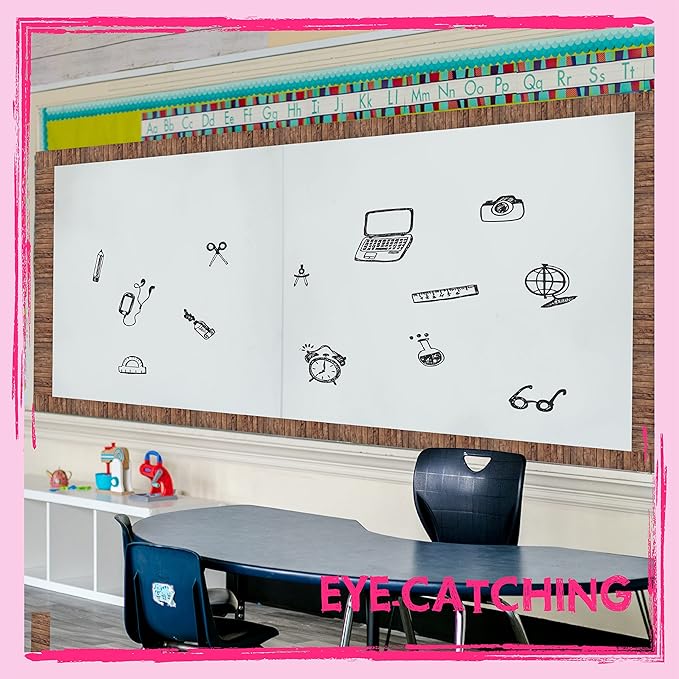 60 Feet Bulletin Board Borders, Wooden Pattern Straight Rolled Border Trim Dark Wood Board Border Decoration for School, Classroom & Offices