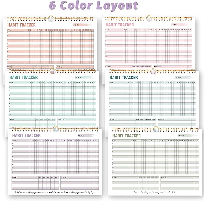 Habit Tracker Calendar, Daily Weekly Goal and Habit Tracker Journal, 12 Months Undated Habits Tracker Planner with Spiral Binding, Boost Productivity Tool and Workout Calendar, 11.7"x8.5"