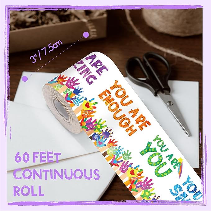 60 Feet Bulletin Board Borders, Encouraging Rolled Border Trim Back-to-School Bulletin Board Decoration, Walls, Desks, Windows, Doors, Chalkboards, Whiteboards Decors for School, Classroom & Offices