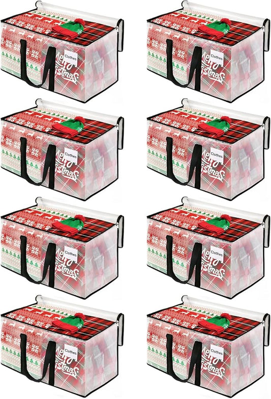 BlissTotes Moving Bags, 125L 8-Pack Storage Bags, Moving Box Heavy Duty Extra Large, Moving Totes with Zipper, Reinforced Handles Boxes for Packaging Moving, Decorative Wreath Storage