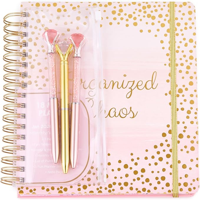 Votum 18 Month Hard Cover Planners/Calendars 10" x 10", January 2026 - June 2027 - Daily, Weekly & Monthly Organizer with Pens, Stickers, Sticky Notes, and a Sturdy Cover - Organized Chaos