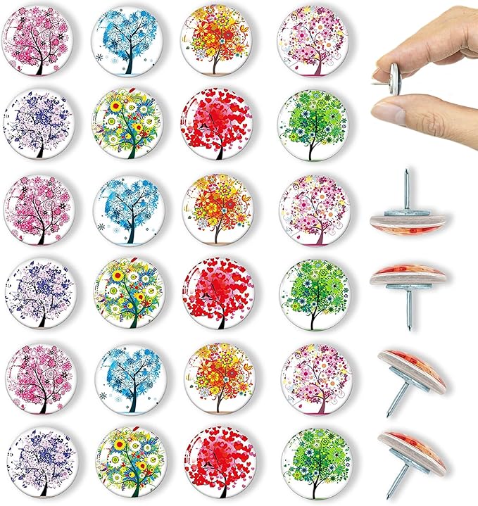 Push Pins,Thumb Tacks,Decorative Push Pins,Cute Thumb Tacks and Pushpins for Bulletin Board, Pin Board for Cork Board,Office Decor,or Home Décor (Tree-24)