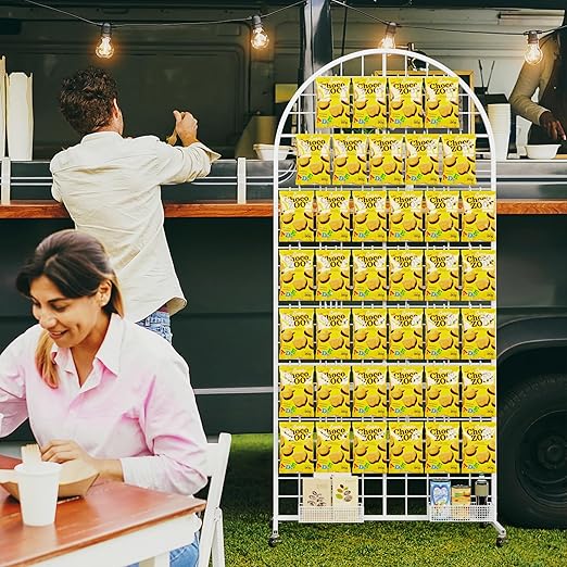 Grid Wall Panel 1PCS Display Stand 2.6' x 5.8' FT White Grid Wall Panels Movable Retail Display Racks Floorstanding Gridwall Heavy Duty with Wheel for Art Craft Photo Displays Fair Trade Show