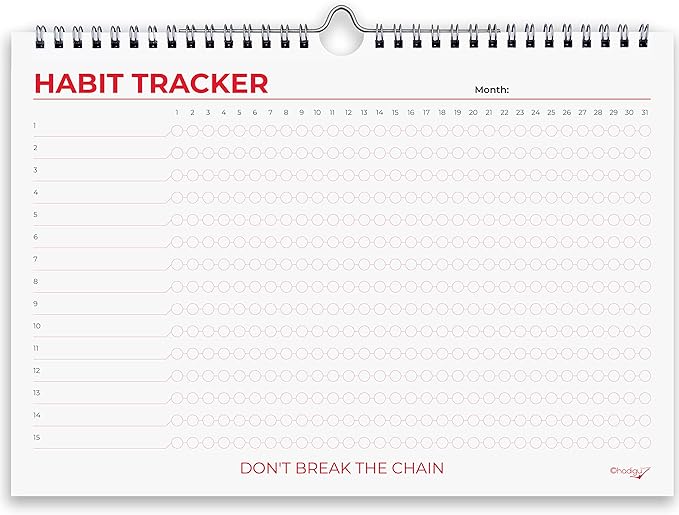 Hadigu Habit Tracker Calendar (Undated 12 Month) Colorful Motivational Design, Spiral Bound and Hanger, A4 Size (8,3"x11.7") Quality Heavy Paper, Monthly Habit Tracker Journal, Goal Tracker, Workout