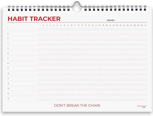 Hadigu Habit Tracker Calendar (Undated 12 Month) Colorful Motivational Design, Spiral Bound and Hanger, A4 Size (8,3"x11.7") Quality Heavy Paper, Monthly Habit Tracker Journal, Goal Tracker, Workout