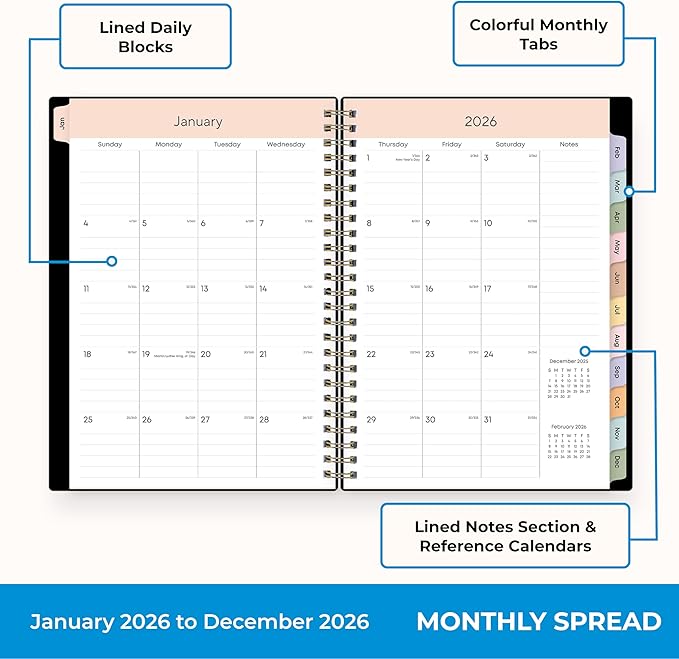 Blue Sky 2026 Weekly and Monthly Planner Calendar, January 2026 - December 2026, 5.875” x 8.625”, Flexible Cover, Storage Pocket, Ruler, Colorful Interior, Includes Extra 30 Sheets of Notes, Starlight