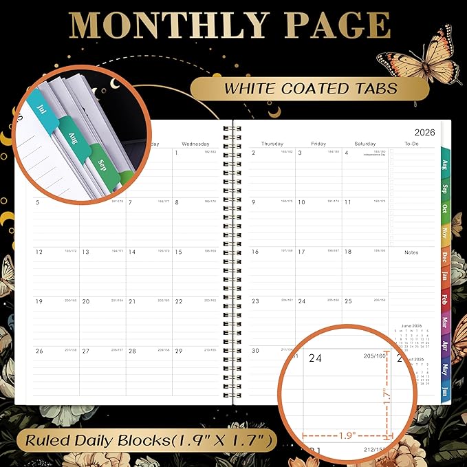 Planner 2026-2027 - Academic Planner, July 2026 - June 2027, 9" x 11", 2026-2027 Planner Weekly and Monthly, Colorful Tabs, Back Pocket, Perfect Daily Organizer - Butterfly