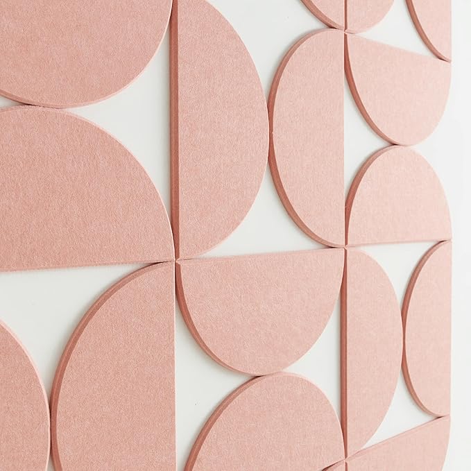 Large Bulletin Board Kit 48x36- Minimalist Wall Art to Replace Your Old Cork Boards for Walls for Office Decor - 24-Pack Semi-Circle Felt Wall Tiles for Home Office Décor (Salmon)