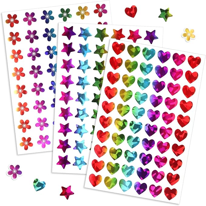 1,620 Holographic Stickers for Kids' Rewards:Shiny Small Stars, Flowers, and Hearts (0.6") for School, Classroom, Student, and Teacher Supplies, Behavior Reward Charts,DIY