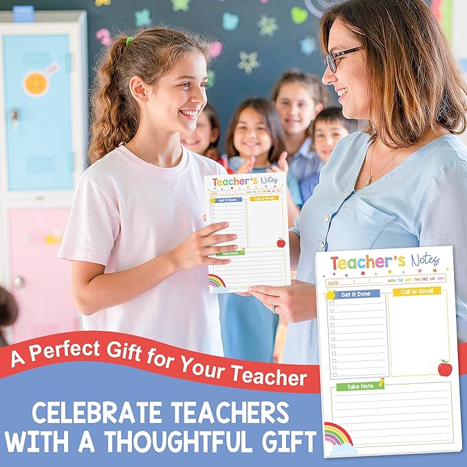 Teacher Gifts, Gifts for New Teachers, Colorful Teacher Notepad, To-Do List Notepad, Stationery Must-Have Supplies for Preschool, Elementary, Middle, and High School Teachers