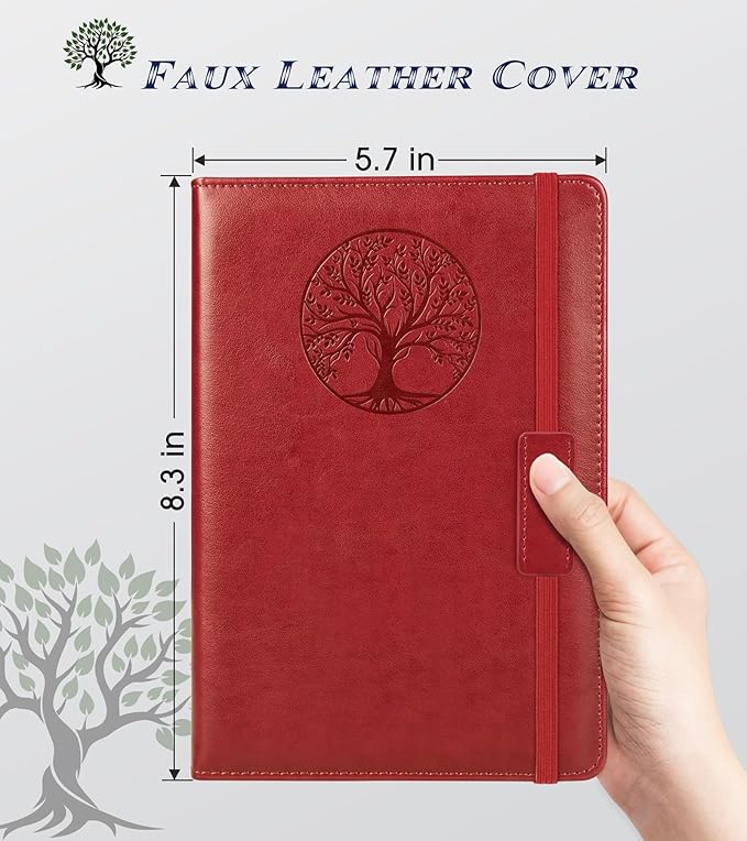 Biuwory Blank Journal Notebook for Women Men, Hardcover Leather Sketchbook 5.7"×8.3", 160 Pages Unlined Sketch book for Drawing, Writing, Travel, School & Work,Journaling Notebooks(Winered)