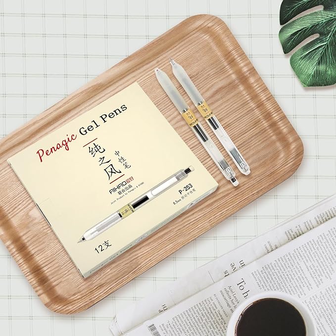 12 Pcs, Gel Pens 0.5mm, Retractable Pens, Black Pens 0.5 Fine Point, Style of Japanese Gel Pen, Retractable Gel Pens for Asian Korean Japan Office School Supplies