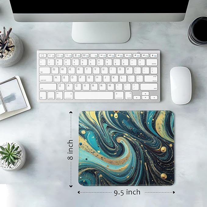 Blue Marble Desk Pad Mat with Stitched Edges and Non-Slip Rubber Base, Premium-Textured Mouse Pad for Laptop, Computer & PC, Gaming & Working, Waterproof Mousepad
