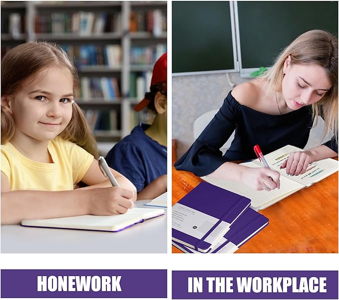 Lined Journal Notebook, 6Pack Hardcover Notebook for Men & Women – Journals for Writing, Work, School, Home & Daily Notes, 160 Pages – Medium A5, 5.7"x8", 100 gsm Thick Paper (Purple)