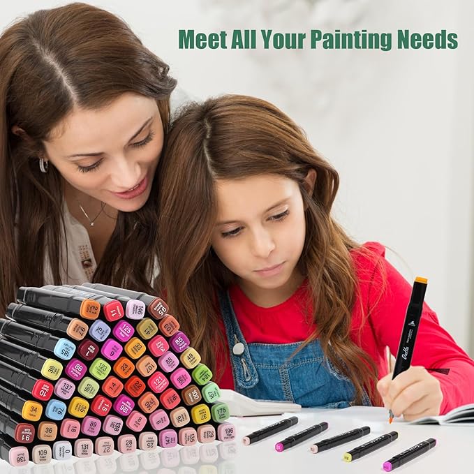 120 Colors Alcohol Art Markers Set, Dual Tips Blender for Drawing, Sketching, Coloring, Underlining, Professional Permanent Sketch Markers for Kids and Adults