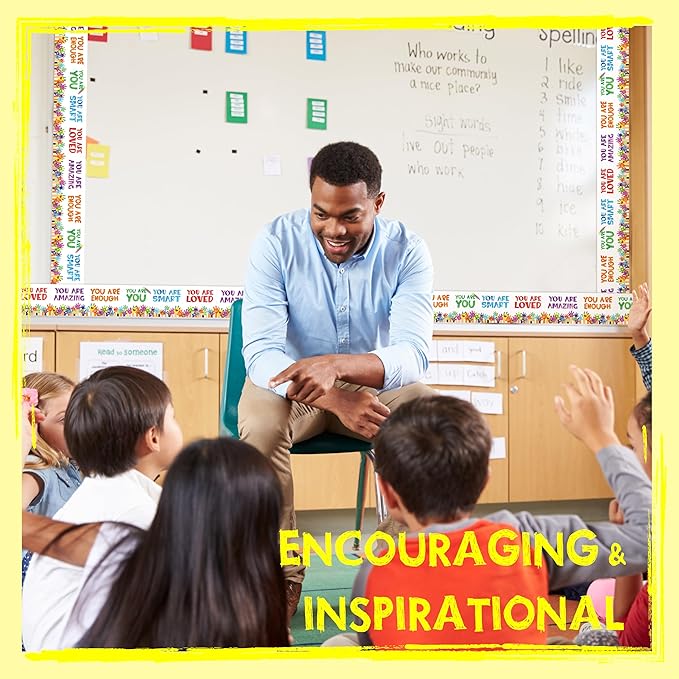 60 Feet Bulletin Board Borders, Encouraging Rolled Border Trim Back-to-School Bulletin Board Decoration, Walls, Desks, Windows, Doors, Chalkboards, Whiteboards Decors for School, Classroom & Offices