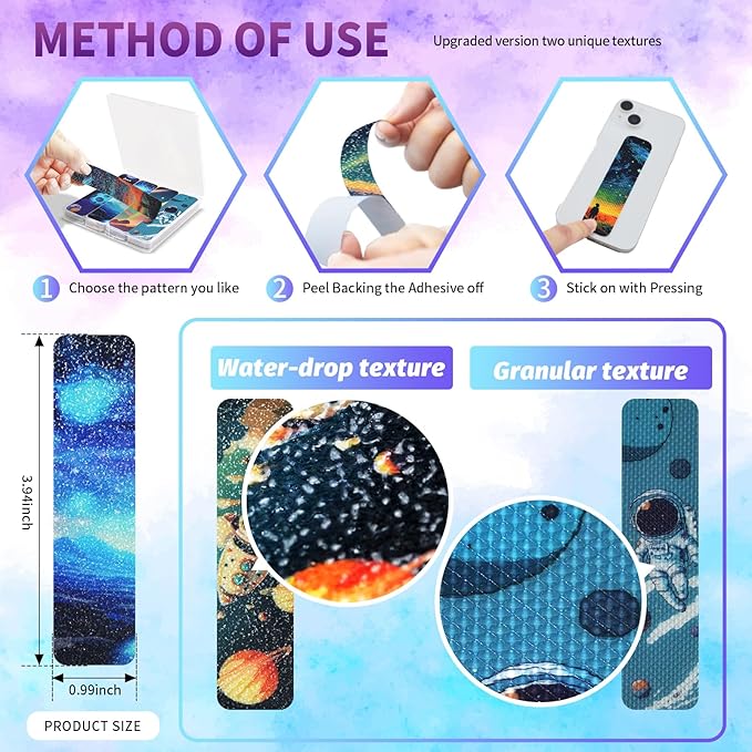 48 Pieces Anxiety Sensory Stickers with Storage Box - Sensory Strips 2 Textured Surface Adhesives Fidget Strips for Office & Classroom Desk Relieve Adult & Teen Stress (Starry Sky Style)