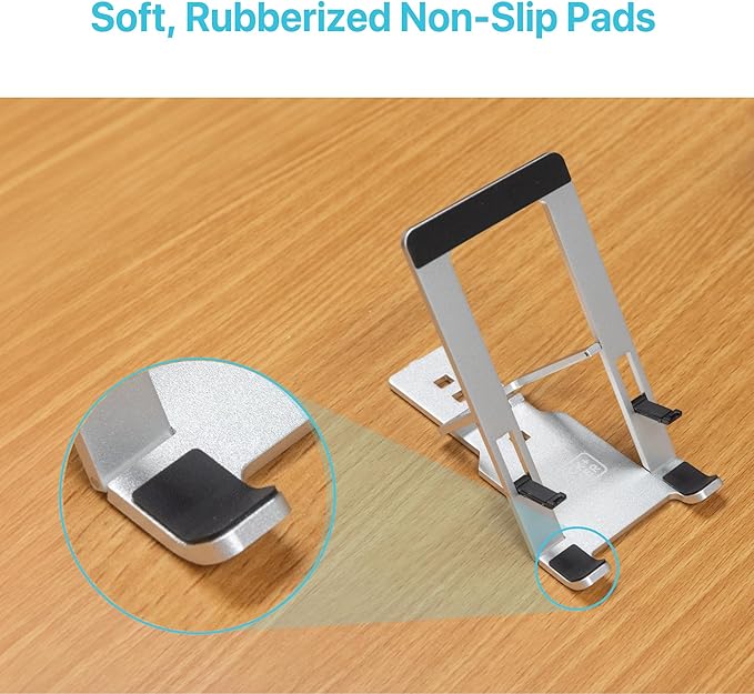 BLACK+DECKER Phone Stand for Desk - Folding Cell Phone Stand Holder - Adjustable and Portable, Folds Down Flat - for Office, Gaming, Bed, Travel - Phone Kickstand Compatible with iPhone