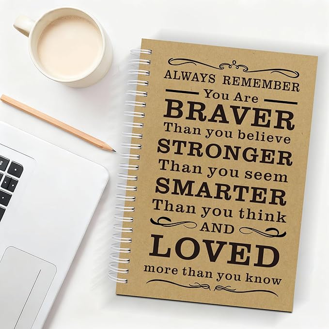 2Pcs Blank Spiral Notebook,Inspirational Gifts A5 Hardcover Sketch Book,Art Sketchbook for Drawing, Unlined, Plain Sketch Book for Women Men Work Writing,160 Pages (2, Blank Page Brown)