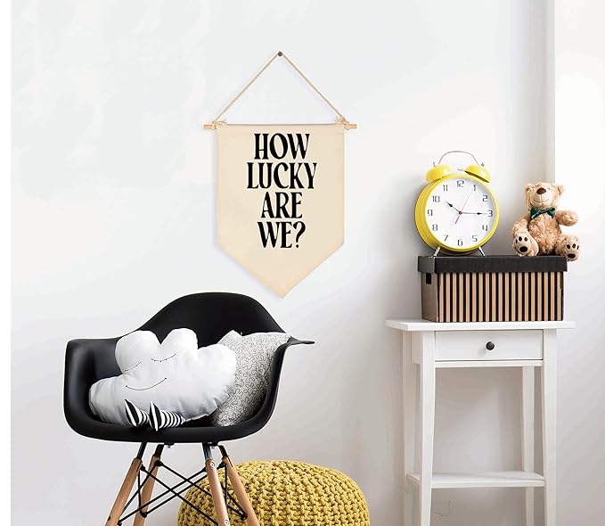 How Lucky are We-Home Bedroom Daily Reminders Affirmation Poster-Dopamine Decor,Motivational Trendy Sign,Apartment Dorm Wall Decor,Positive Canvas Banner Flag Pennant Wall Art Gift