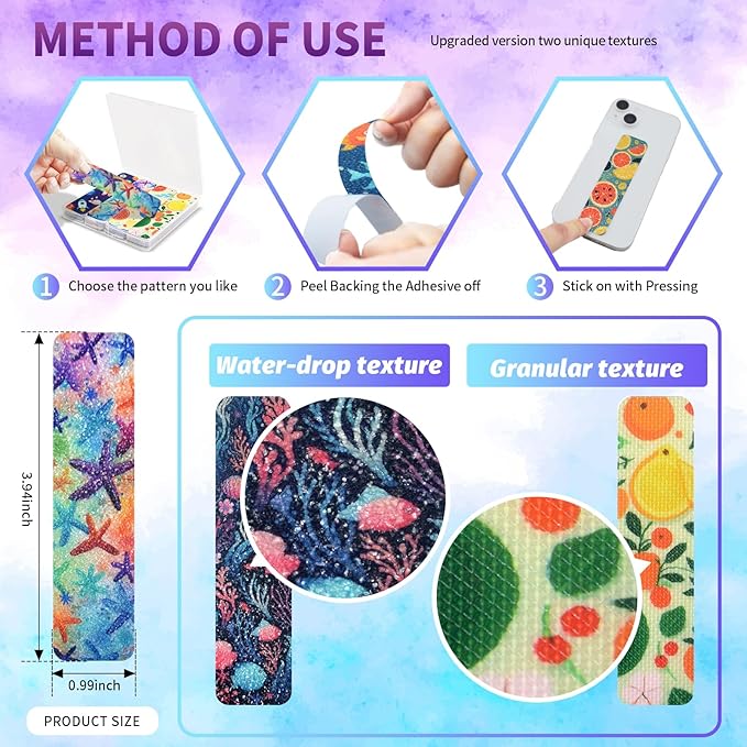 48 Pieces Anxiety Sensory Stickers with Storage Box - Calming Stickers with 2 Textured Sticker for Adults & Teens Desk Fidget - Sensory Strips - Teacher Must Haves (Cartoon)