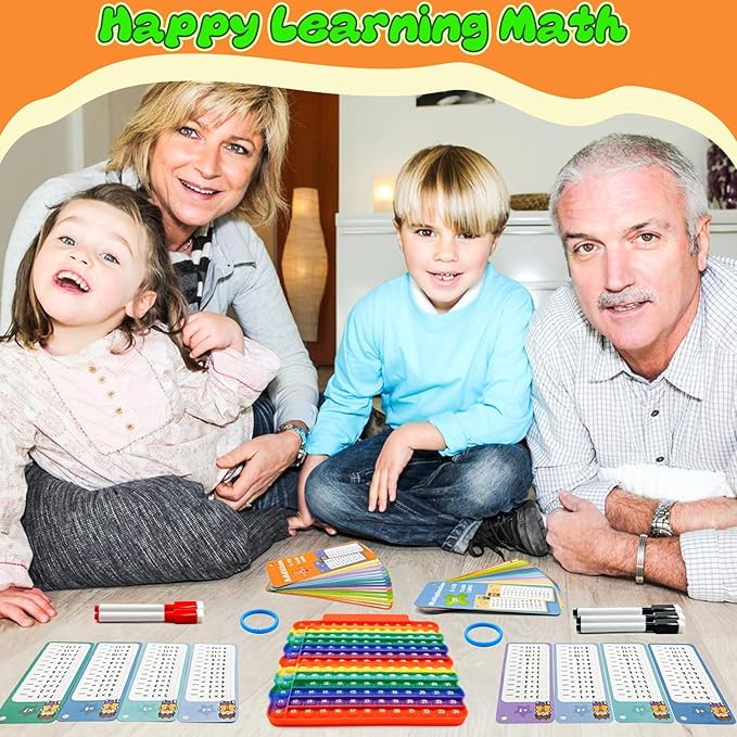Addition Flash Cards + Multiplication Flash Cards + Math Board, Math Flash Cards & Chart, Times Table Manipulatives for Preschoolers 3rd,4th,5th,6th Grade