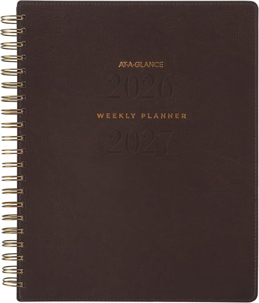 AT-A-GLANCE Planner 2026-2027 Weekly & Monthly Academic 13-Month July-July, 8-1/2" x 11", Signature, Brown (YP905A09)