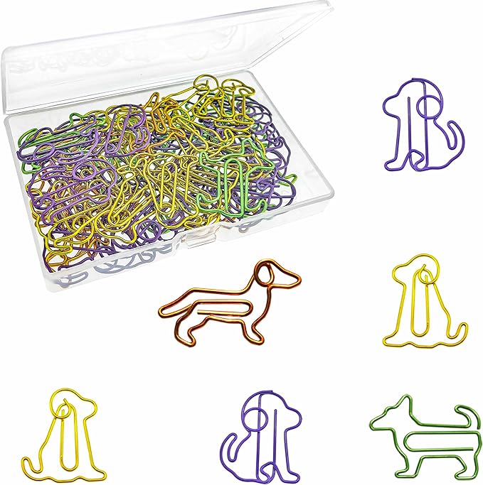 Cute Paper Clips Dog Shaped Decorative Bookmark Clips, Funny Gifts for Dog Lovers Coworkers Women, 60 PCS