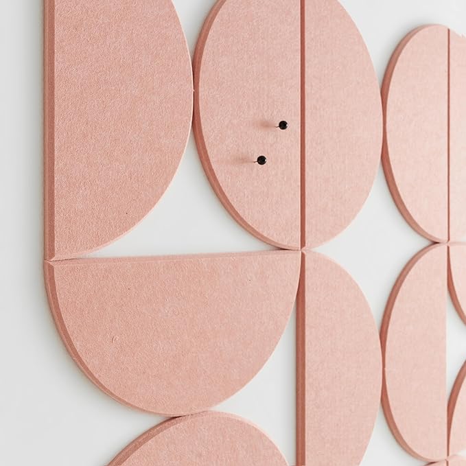 Large Bulletin Board Kit 48x36- Minimalist Wall Art to Replace Your Old Cork Boards for Walls for Office Decor - 24-Pack Semi-Circle Felt Wall Tiles for Home Office Décor (Salmon)