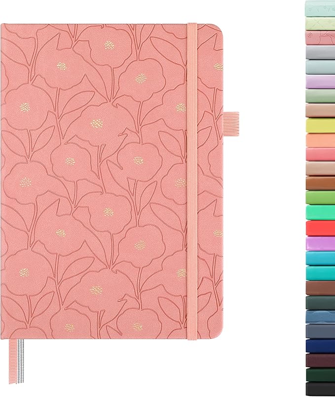 &And Per Se Lined Journal Notebook for Women&Men with Pattern, 160 Pages 100GSM Thick Paper, A5 Hardcover Journals for Writing, Valentine's Day Gift Journal for Her (1 Pack, Peach Pink)