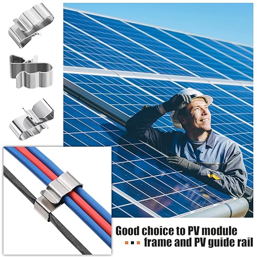 Zhengmy 150 Pcs Trailer Frame Wire Clips Stainless Steel Metal Cable Clips 22.5 mm/ 0.89 Inch Solar Panel Double Wire Clamps Trailer Clamps for PV Wiring Boat Cable