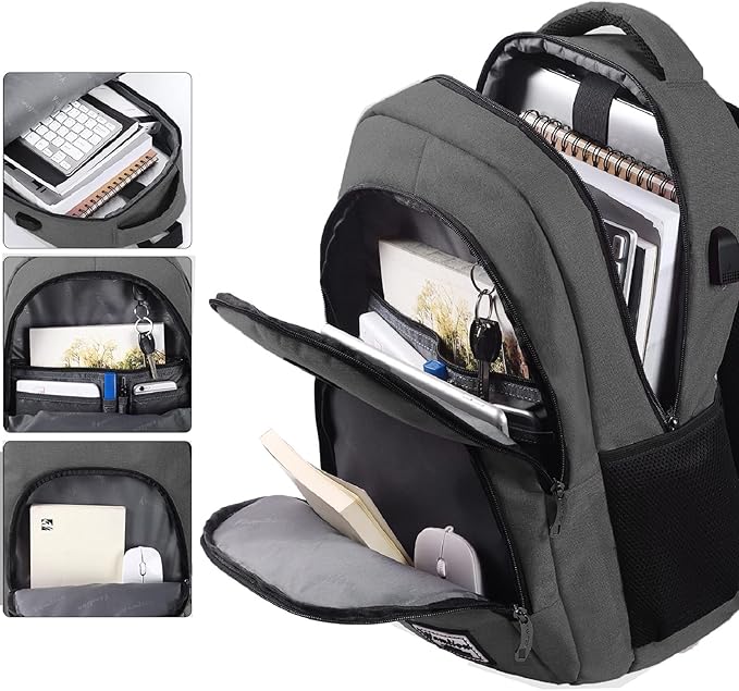 YAMTION Backpack for Men and Women,School Bookbag for Teenager,15.6 inch Computer Backpack with USB Charging port for Business Work College Travel Trip