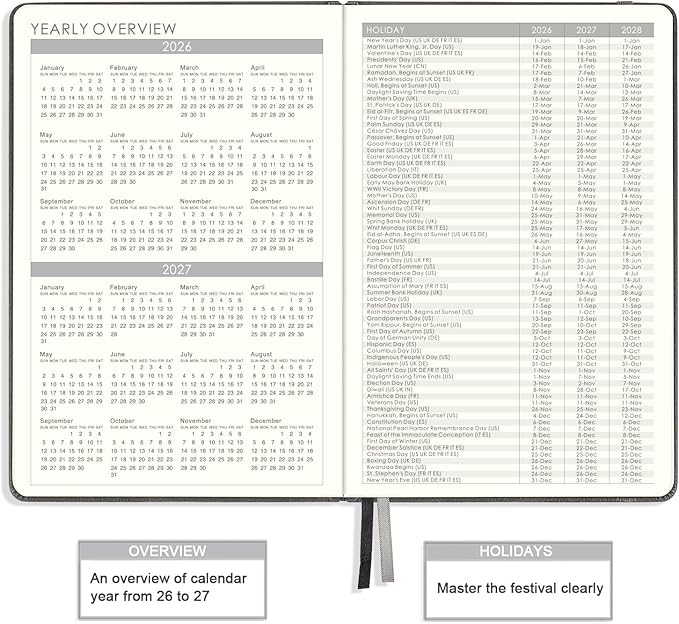 2026 Planner - 2026 Weekly & Monthly Planner with Calendar Stickers, JAN 2026 - DEC 2026, 5.75" X 8.25", 2026 Calendar/Planner with Premium Thicker Paper, Pen Holder, Inner Pocket and 44 Notes Pages - Gray