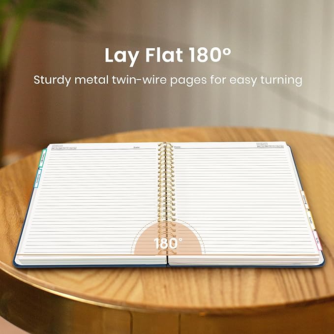 Large Spiral Lined Notebooks for Work with Removable Dividers & Tabs, 8.5"x11" Pretty Hardcover 5 Subject Notebook Journal for Women, College Ruled, Perfect for Study & Office Organization, 280 Pages, Soft Balance