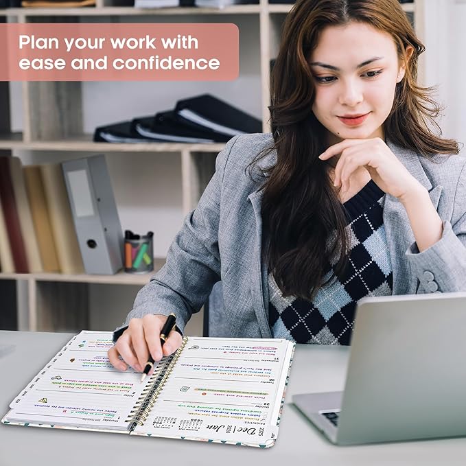 2026 Planner, Weekly and Monthly Calendar Planner Book, January 2026 - December 2026, Hardcover Spiral Planner with Monthly Tabs, Notes Pages, Perfect for Women & Men, A5 (6.4" x 8.5") - Peacock