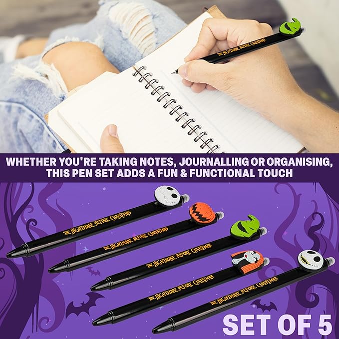 Get Trend Disney The Nightmare Before Christmas 5pcs Erasable Gel Ink Pens Cute Writing Pens for Kids Fun Stationery Set Gifts for Kids (TNBC)
