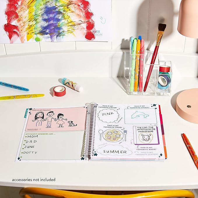 Erin Condren 7'' x 9'' Plastic Spiral In a Daze Undated Kid's Planner - Calendars, Reading Logs, Stickers, and Creative Planner & Activity Book for Kids by Erin Condren