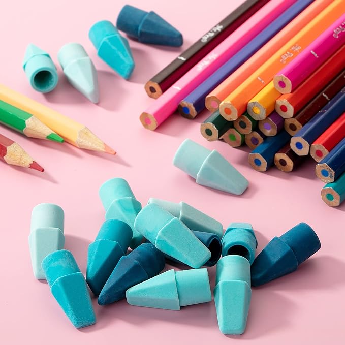 Mr. Pen- Pencil Toppers, 120 Pack, Blue Shades, Pencil Top Eraser Caps